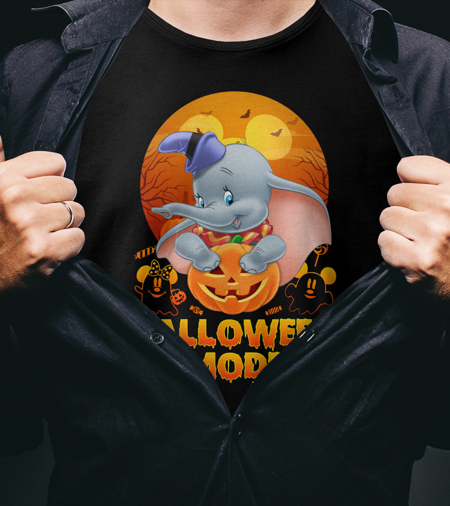 Dumbo Halloween Mode Pumpkin Ghosts Candy Bats Cartoon Magic T-Shirt
