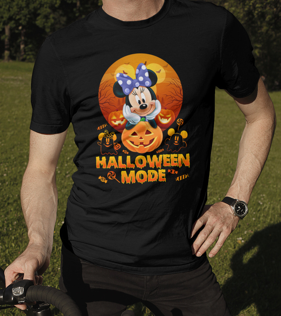 Minnie Halloween Mode Pumpkins And Spooky Ghosts T-Shirt