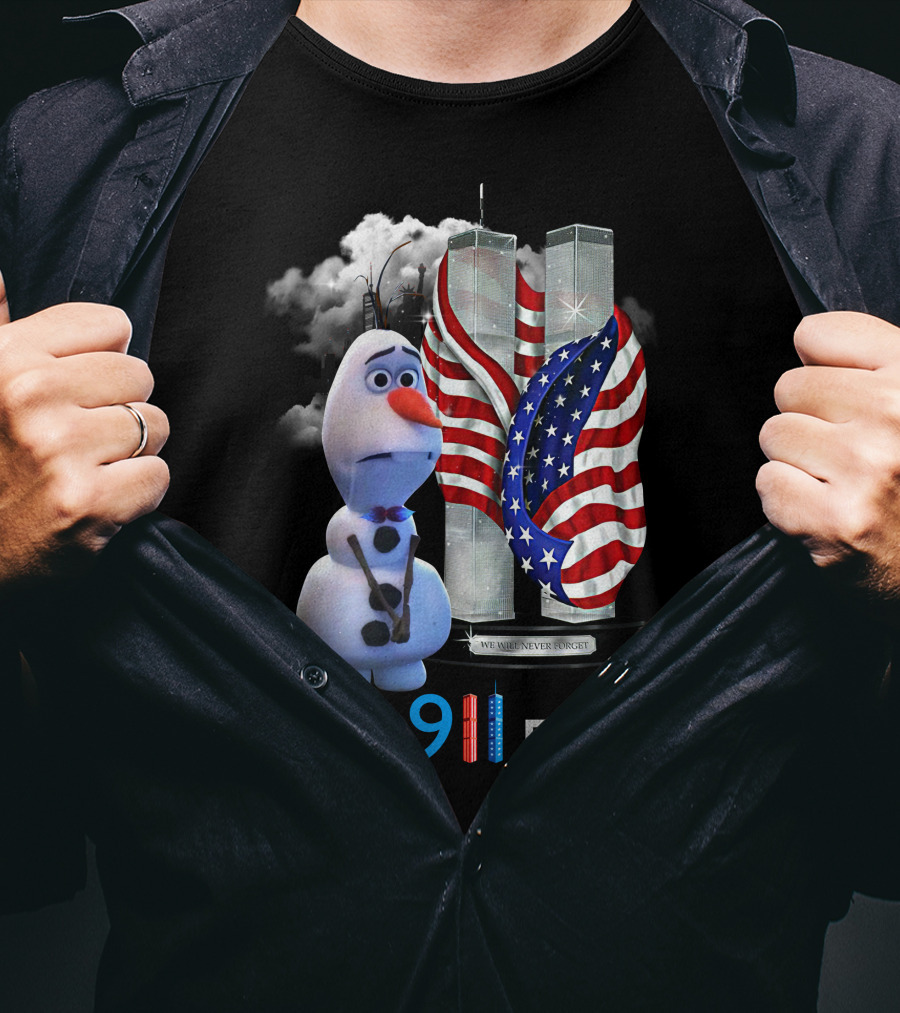 Never 911 Forget Olaf Twin Towers American Flag T-Shirt