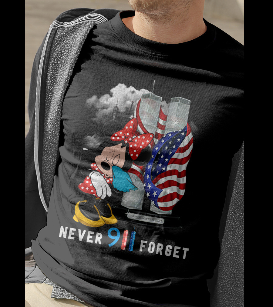 Never 911 Forget Minnie Mouse Twin Towers American Flag T-Shirt