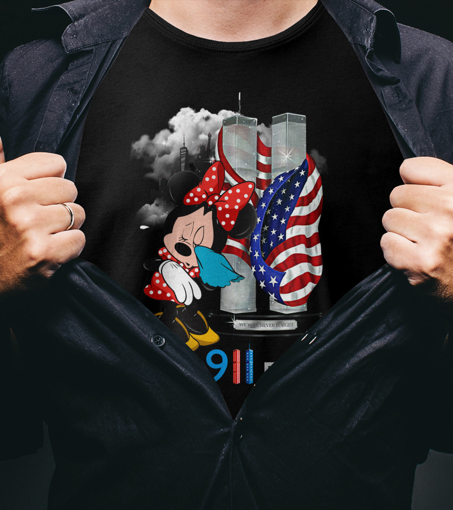 Never 911 Forget Minnie Mouse Twin Towers American Flag T-Shirt