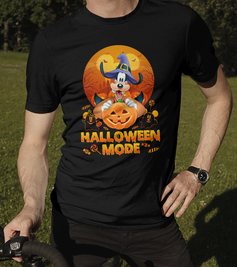 Goofy Halloween Mode Pumpkin Magic Hat Candy Spirits Sunset Bats T-Shirt
