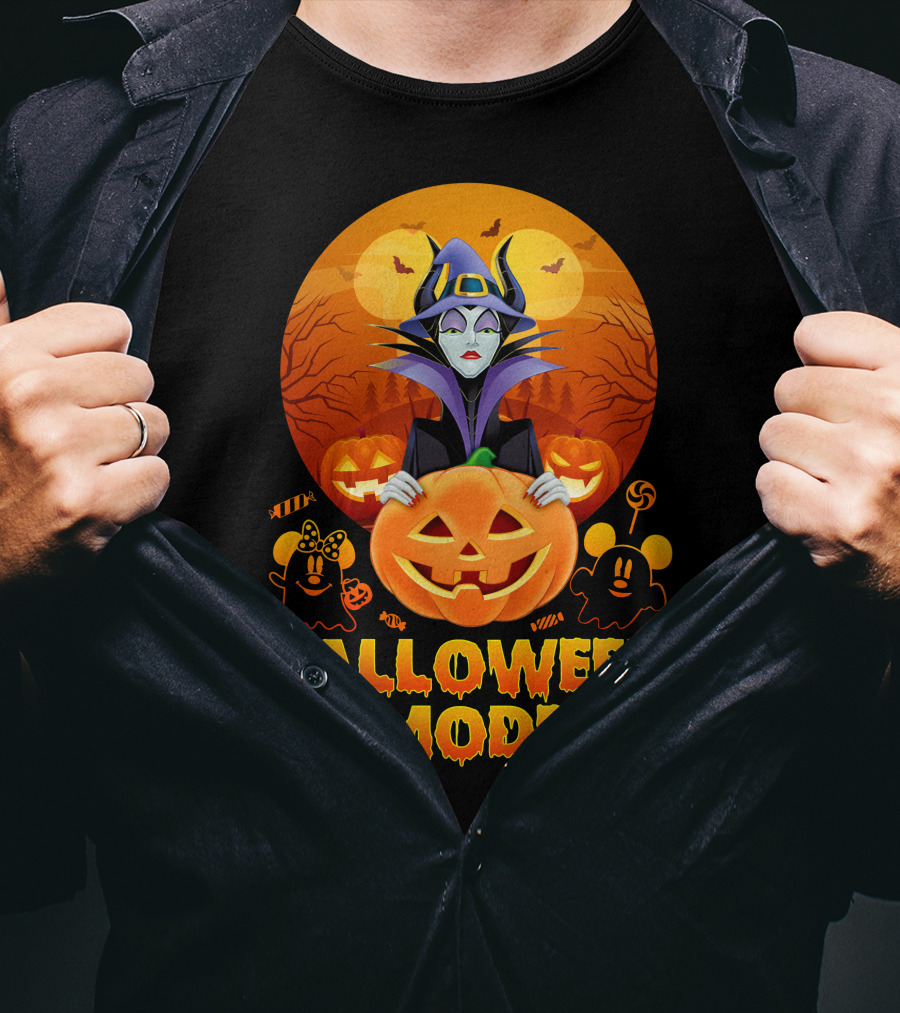 Maleficent Halloween Mode Pumpkin Patch Ghosts Bat Candy T-Shirt