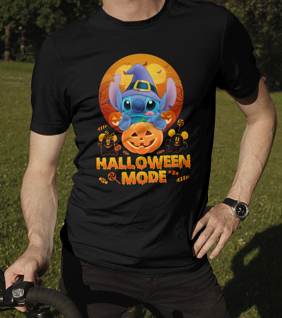 Stitch Halloween Mode Pumpkin Bats Candy T-Shirt