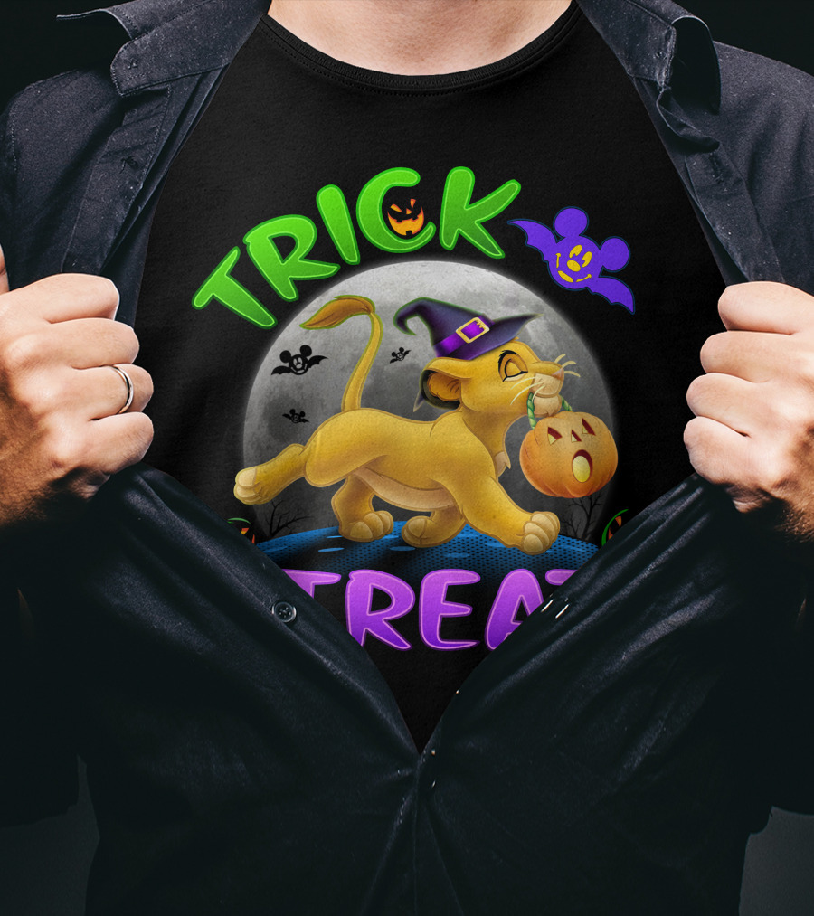 Trick Or Treat Simba Halloween Disney Mickey Moon Pumpkin T-Shirt