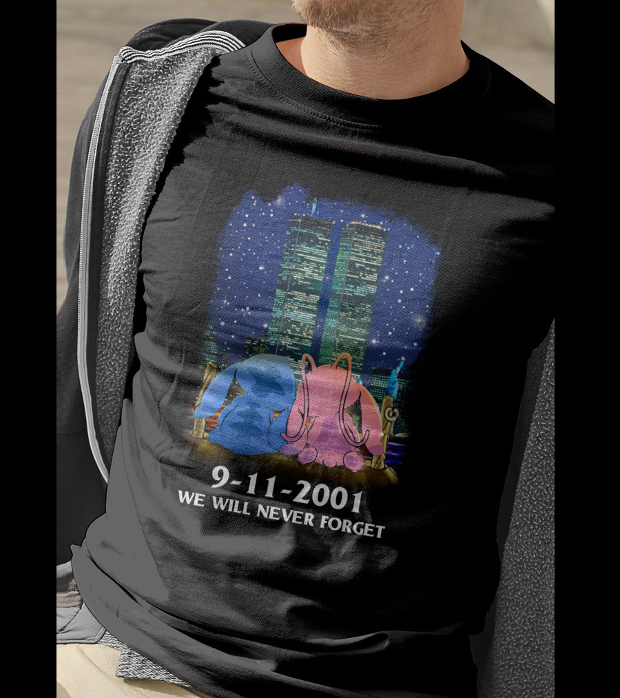 Stitch & Angel-D 9-11-2001 We Will Never Forget Memorial Twins T-Shirt