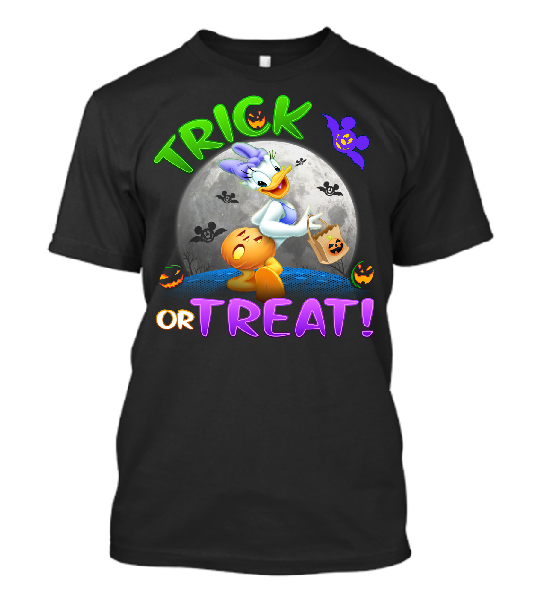 Trick Or Treat Daisy Duck Halloween Moon Mickey Bat Pumpkins T-Shirt