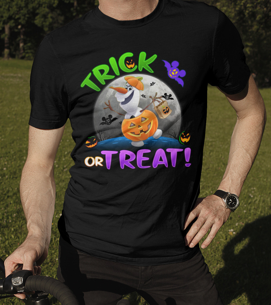 Trick Or Treat Olaf Halloween Moon Bat Mickey Ghost Pumpkin T-Shirt