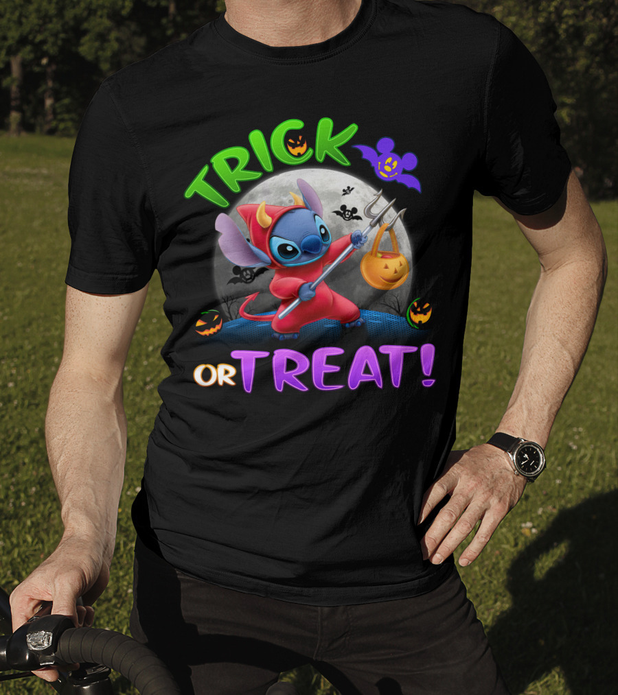 Trick Or Treat Stitch Halloween Bat Pumpkins Moon Costume T-Shirt