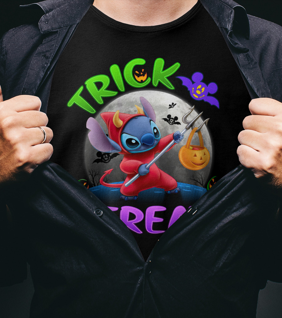 Trick Or Treat Stitch Halloween Bat Pumpkins Moon Costume T-Shirt