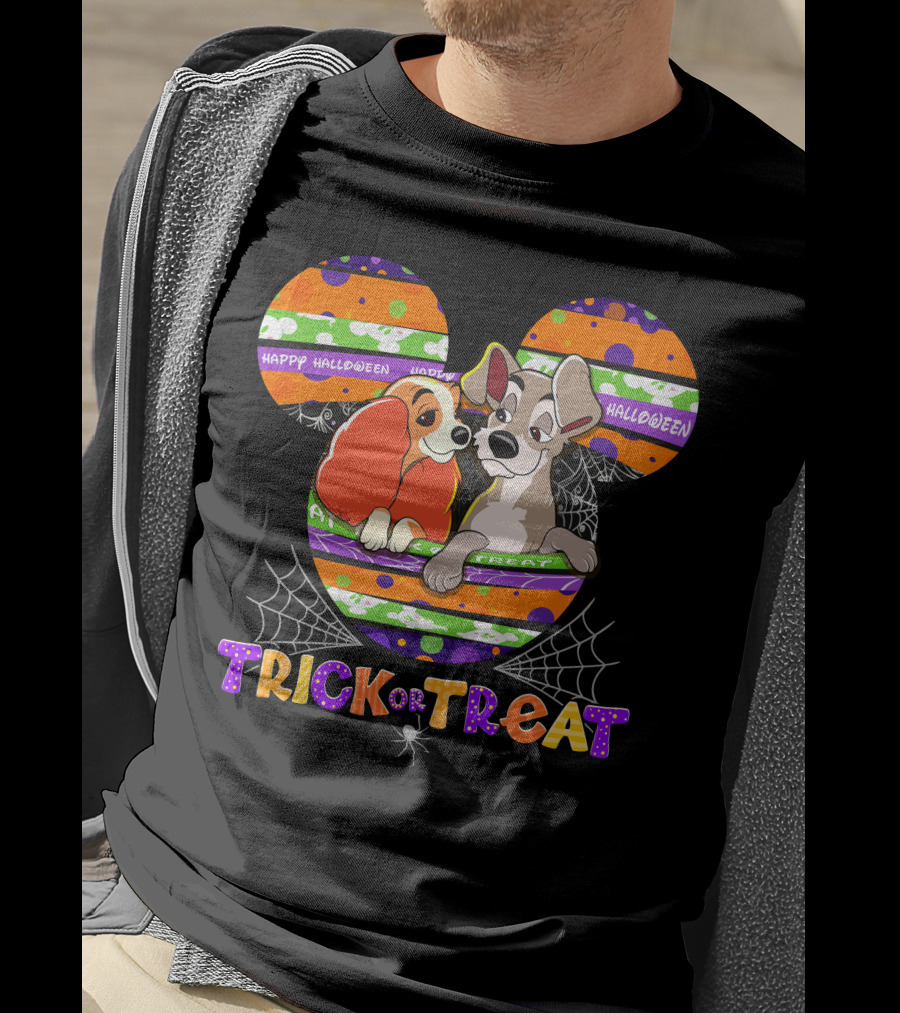 Lady And The Tramp Happy Halloween Trick Or Treat Mickey Ears T-Shirt