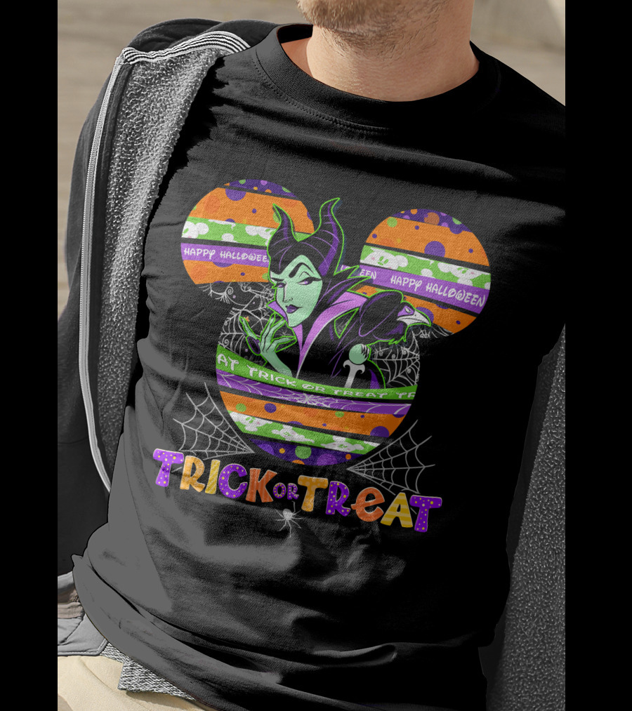 Maleficent Trick Or Treat Halloween Mickey Mouse T-Shirt