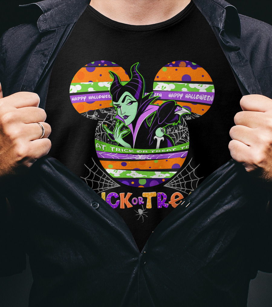 Maleficent Trick Or Treat Halloween Mickey Mouse T-Shirt