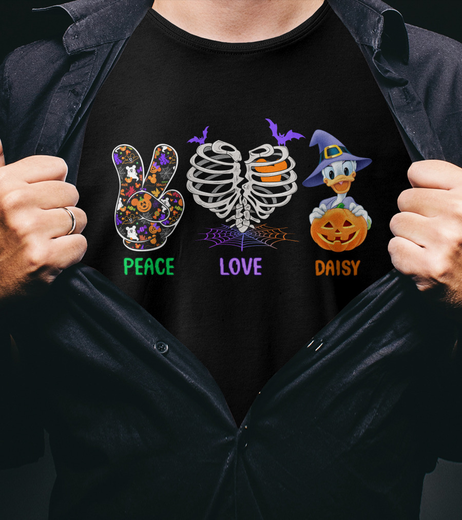Peace Love Daisy Halloween Icons T-Shirt