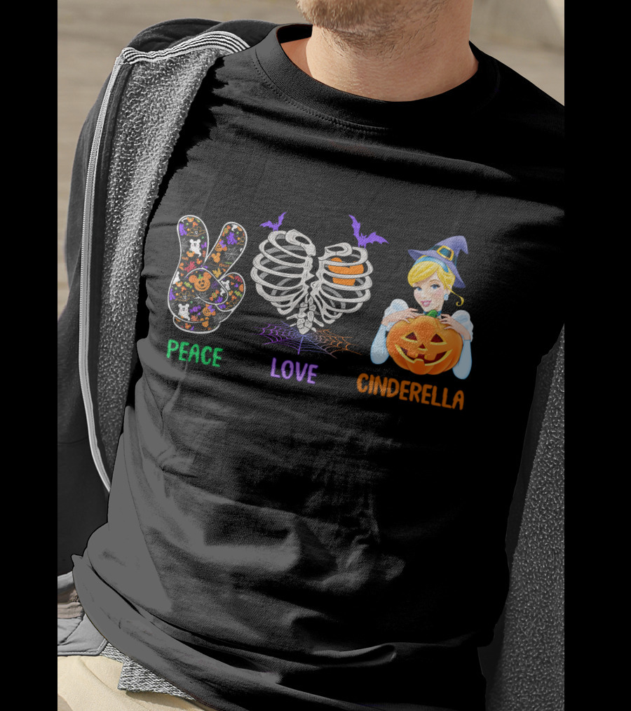 Peace Love Cinderella Halloween Pumpkin T-Shirt