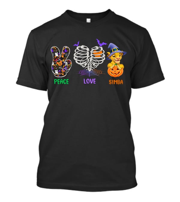 Peace Love Simba Bat Halloween Pumpkin T-Shirt