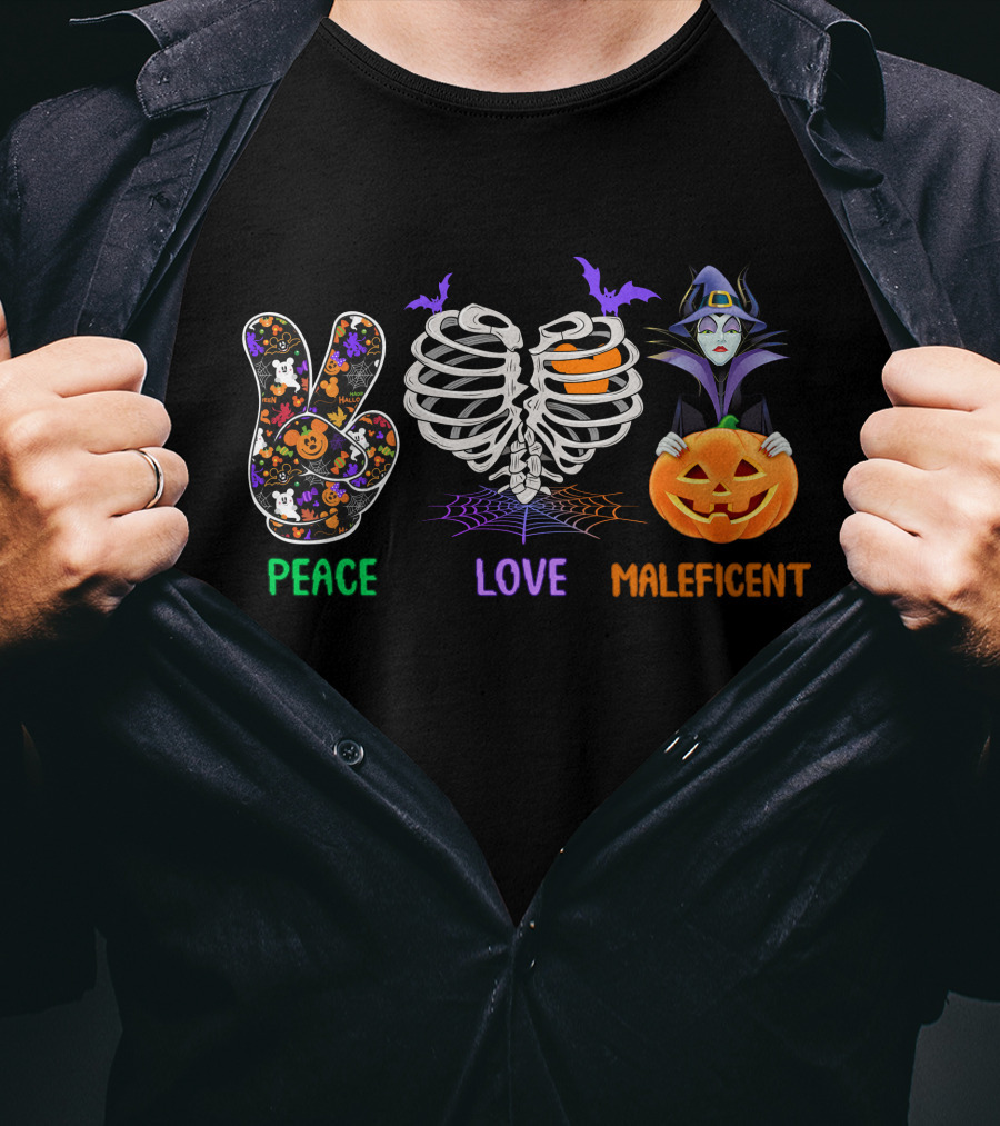 Peace Love Maleficent Halloween Style T-Shirt