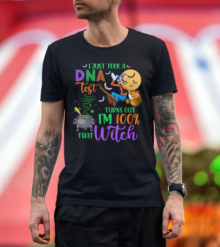 I Just Took A Dna Test Turns Out I'm 100% That Witch Goofy Halloween Moon Bats Cauldron T-Shirt
