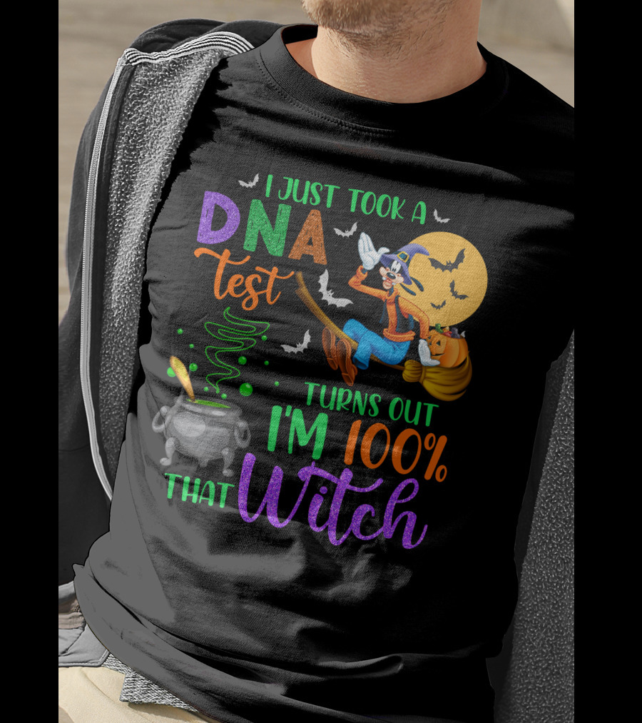 I Just Took A Dna Test Turns Out I'm 100% That Witch Goofy Halloween Moon Bats Cauldron T-Shirt