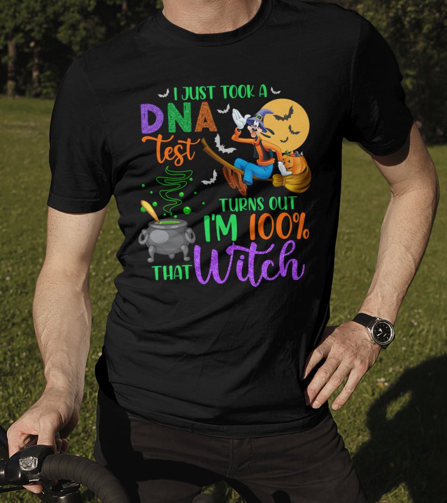 I Just Took A Dna Test Turns Out I'm 100% That Witch Goofy Halloween Moon Bats Cauldron T-Shirt