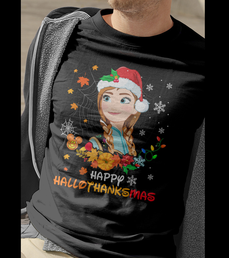 Happy Hallothanksmas Anna Christmas Holiday Theme T-Shirt