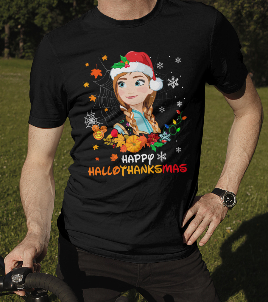 Happy Hallothanksmas Anna Christmas Holiday Theme T-Shirt