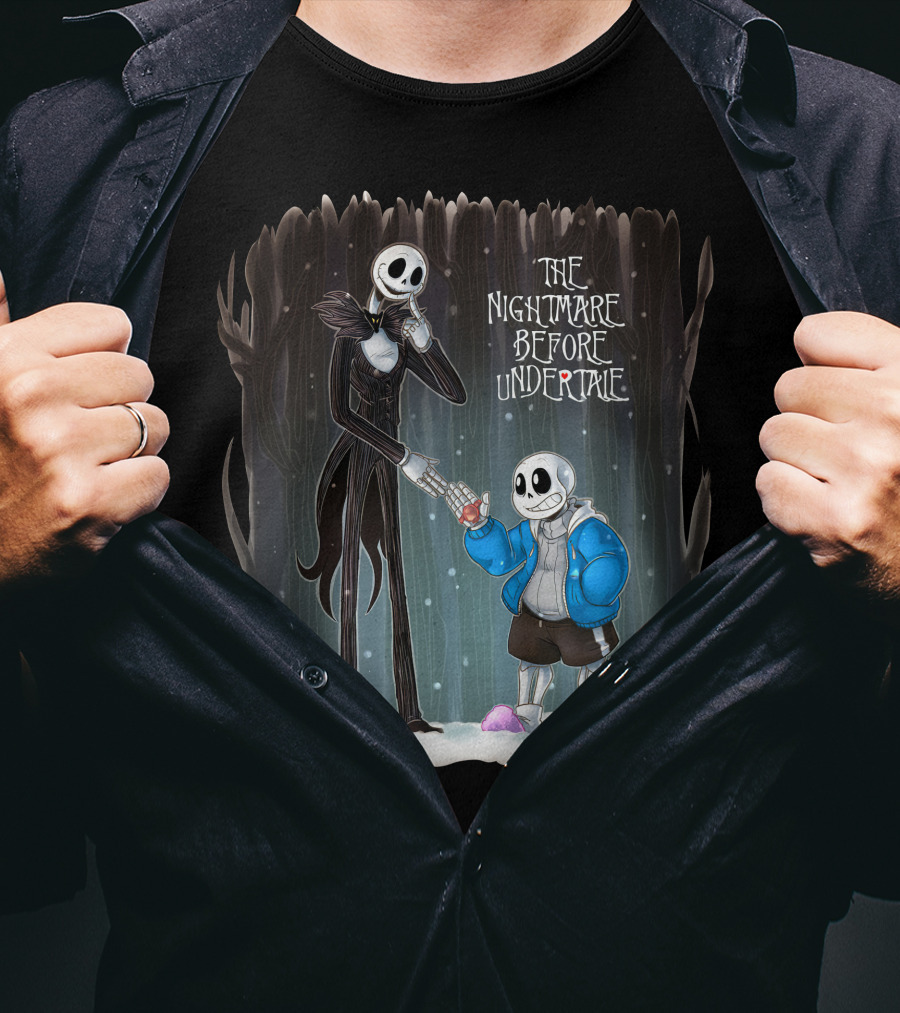 The Nightmare Before Undertale Skeleton Characters Collaboration T-Shirt