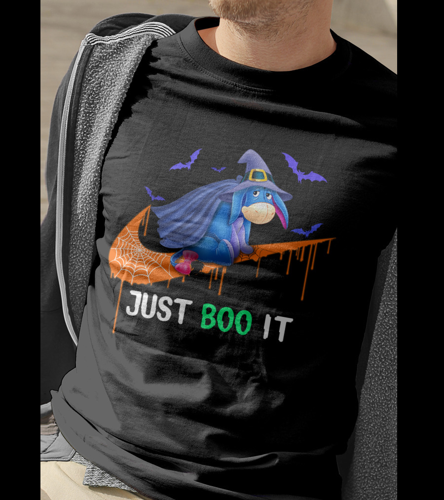 Just Boo It Eeyore Nike Witch Halloween Bats Cobweb T-Shirt