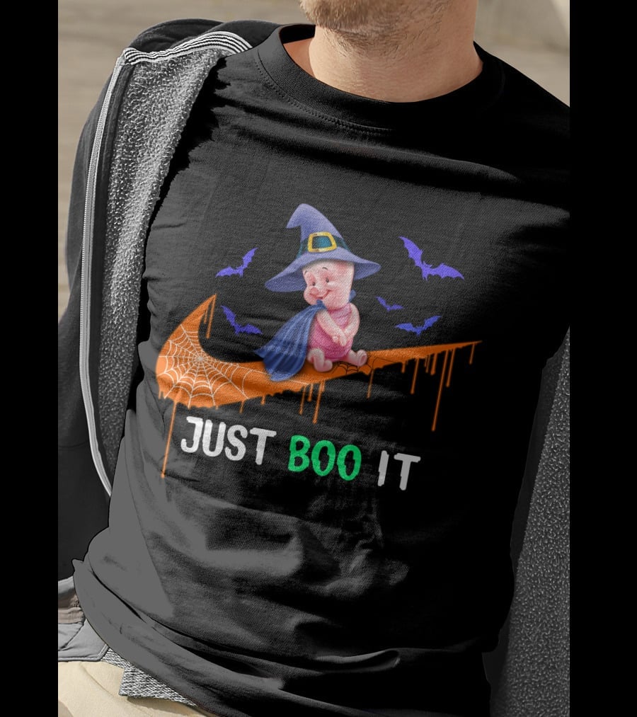 Just Boo It Piglet Halloween Witch Hat Nike Swoosh T-Shirt
