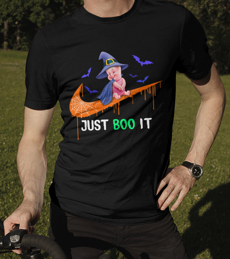 Just Boo It Piglet Halloween Witch Hat Nike Swoosh T-Shirt