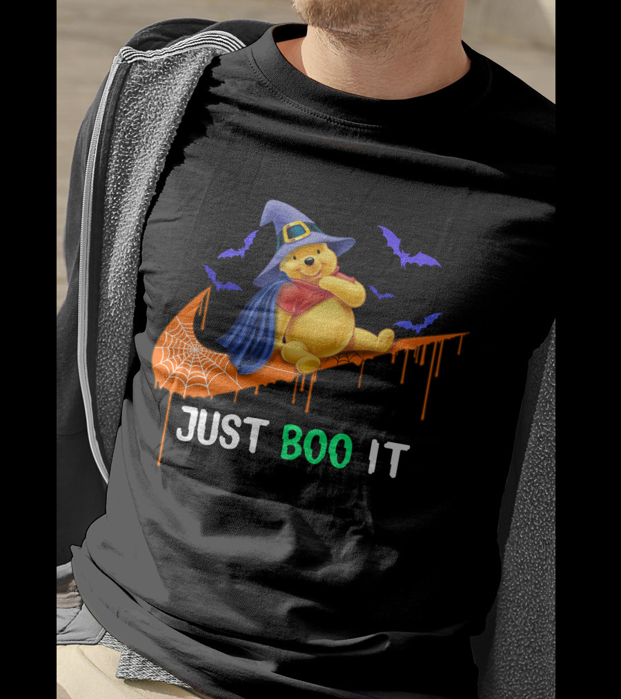 Just Boo It Pooh Halloween Creepy Bats Wizard Hat T-Shirt