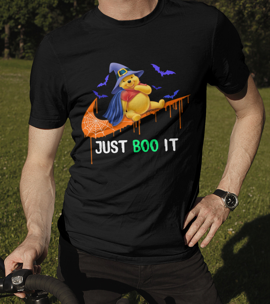 Just Boo It Pooh Halloween Creepy Bats Wizard Hat T-Shirt