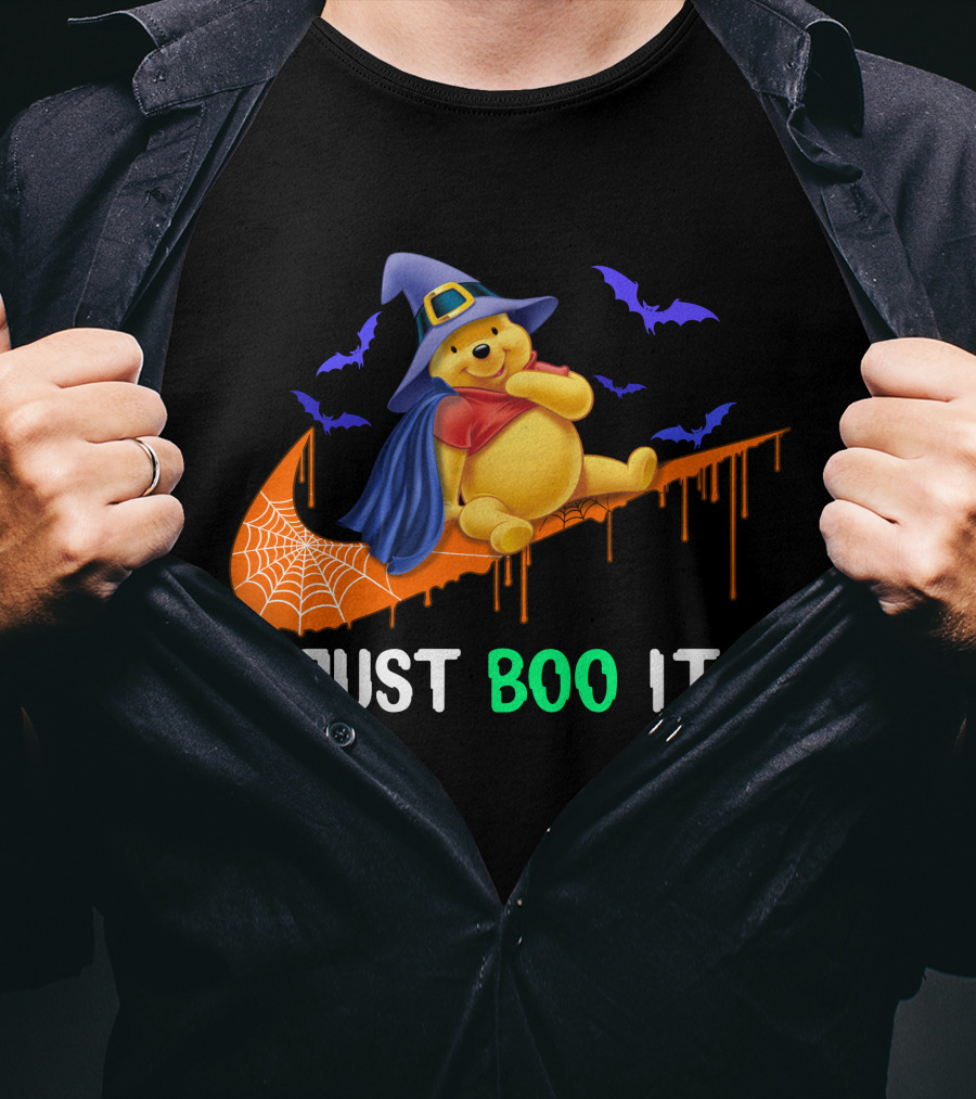 Just Boo It Pooh Halloween Creepy Bats Wizard Hat T-Shirt