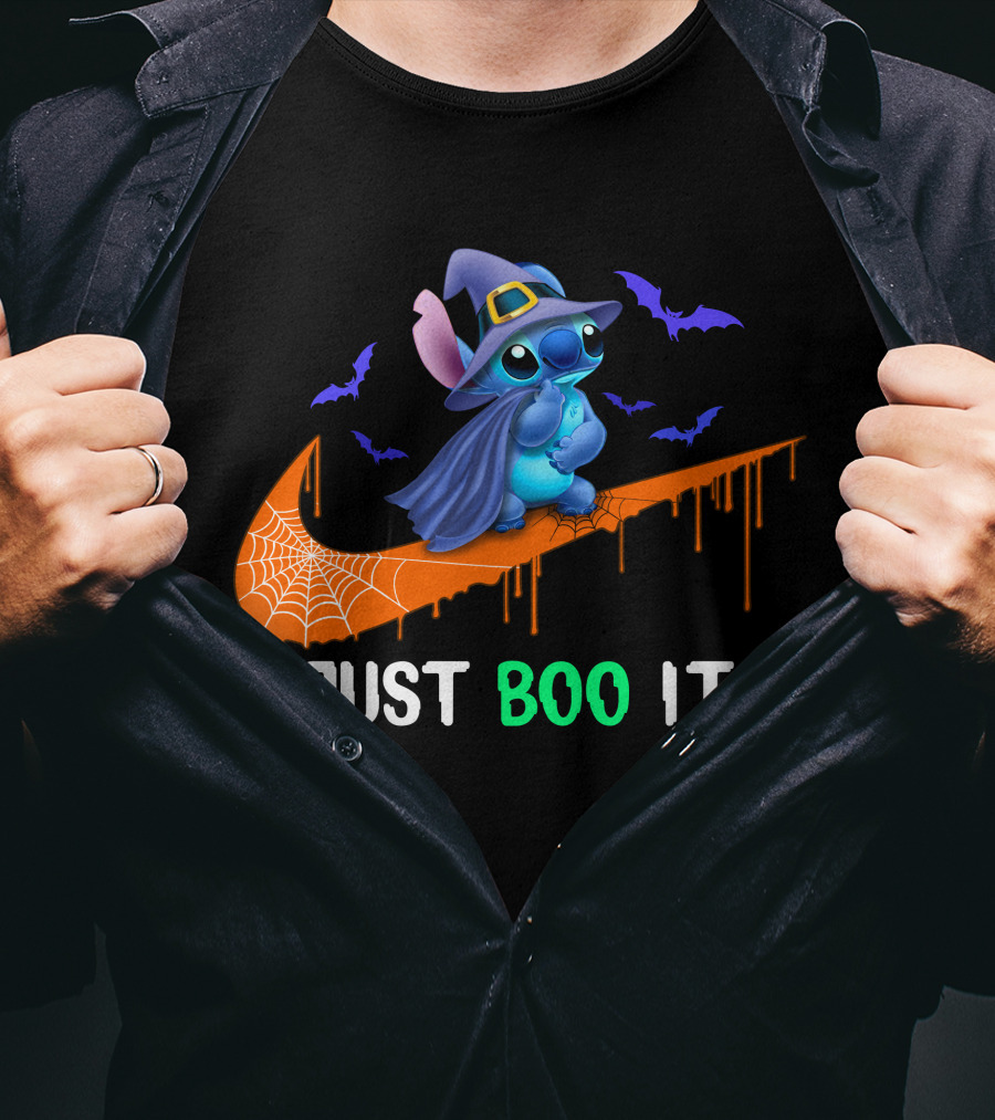 Just Boo It Halloween Stitch Witch Bat Nike Swoosh T-Shirt