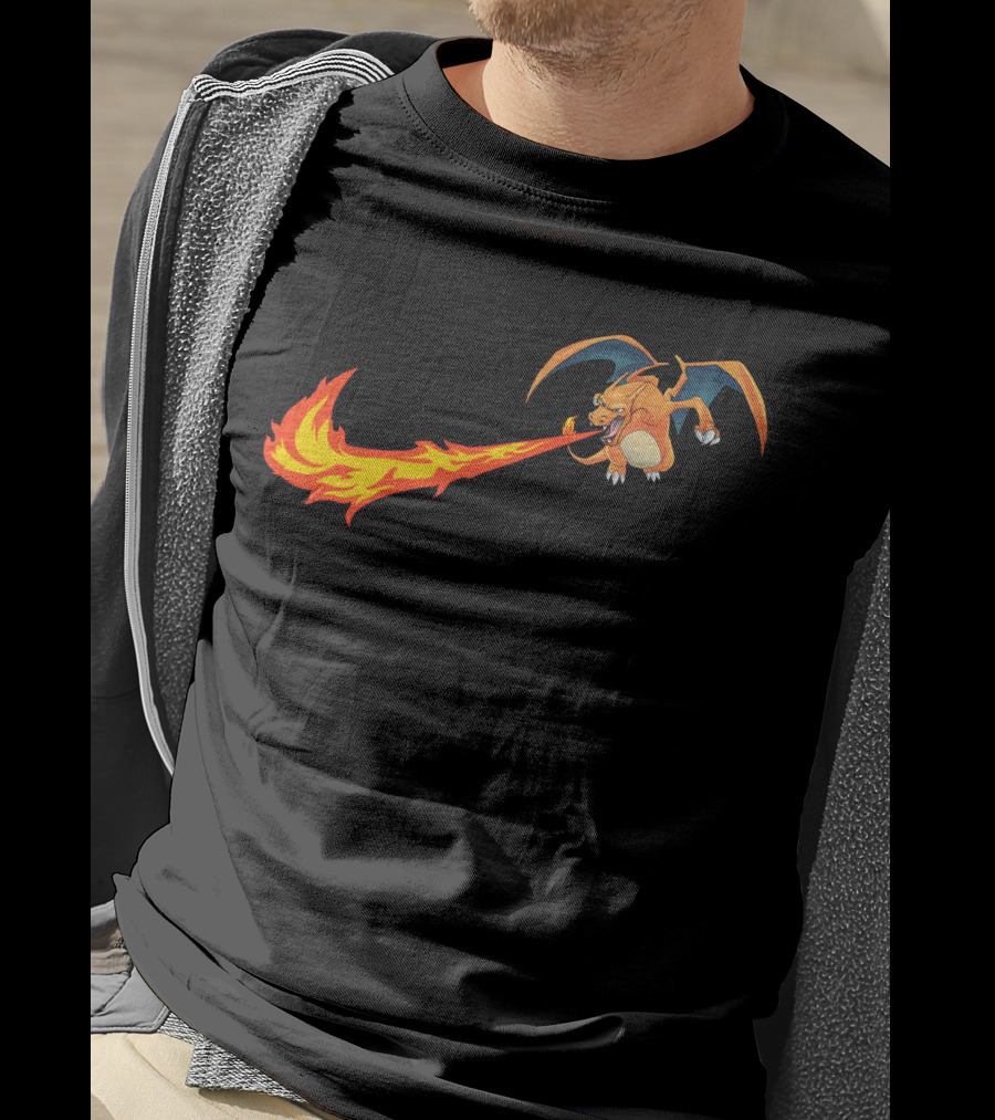 Charizard Fire Nike Logo Crossover T-Shirt