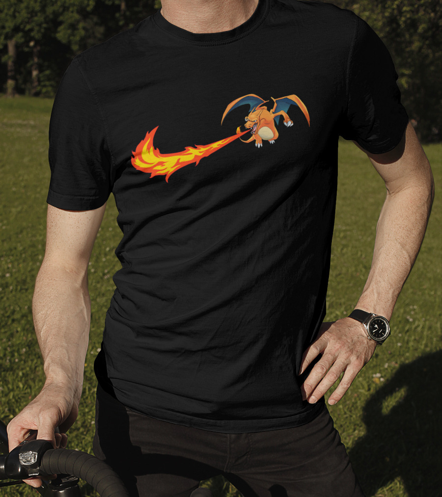 Charizard Fire Nike Logo Crossover T-Shirt
