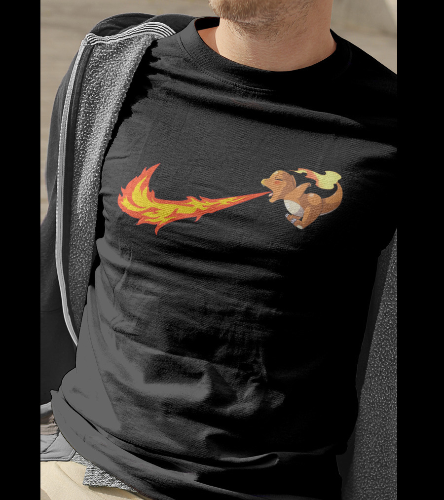 Charmander Fire-Breathing Nike-Inspired Flame T-Shirt