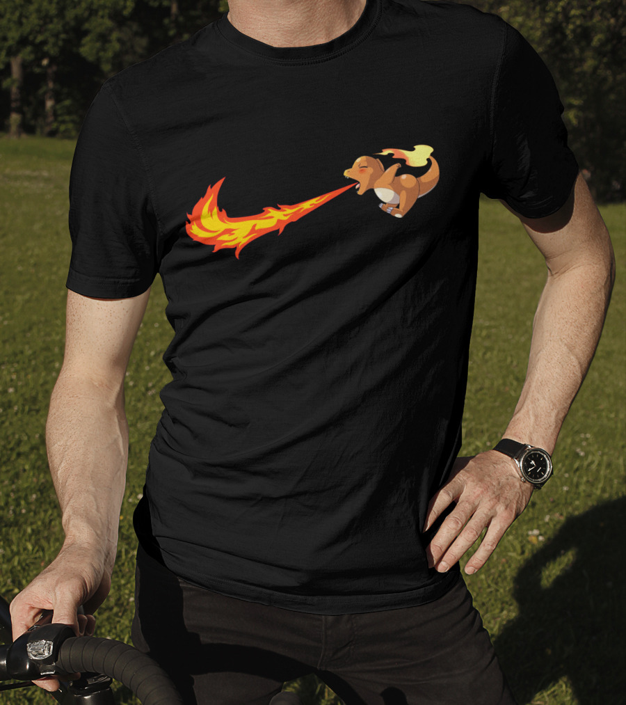 Charmander Fire-Breathing Nike-Inspired Flame T-Shirt