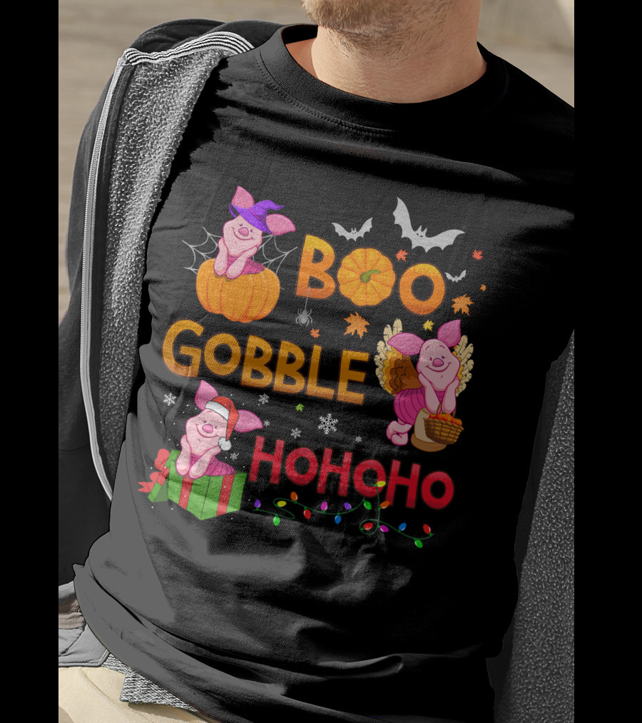 Piglet Boo Gobble Ho Ho Ho Holiday Seasons T-Shirt