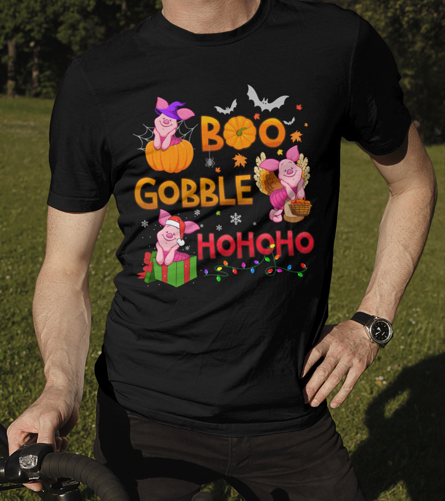 Piglet Boo Gobble Ho Ho Ho Holiday Seasons T-Shirt