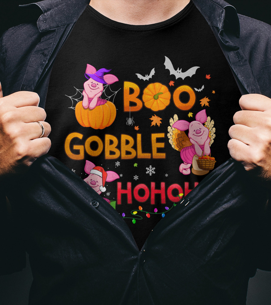 Piglet Boo Gobble Ho Ho Ho Holiday Seasons T-Shirt