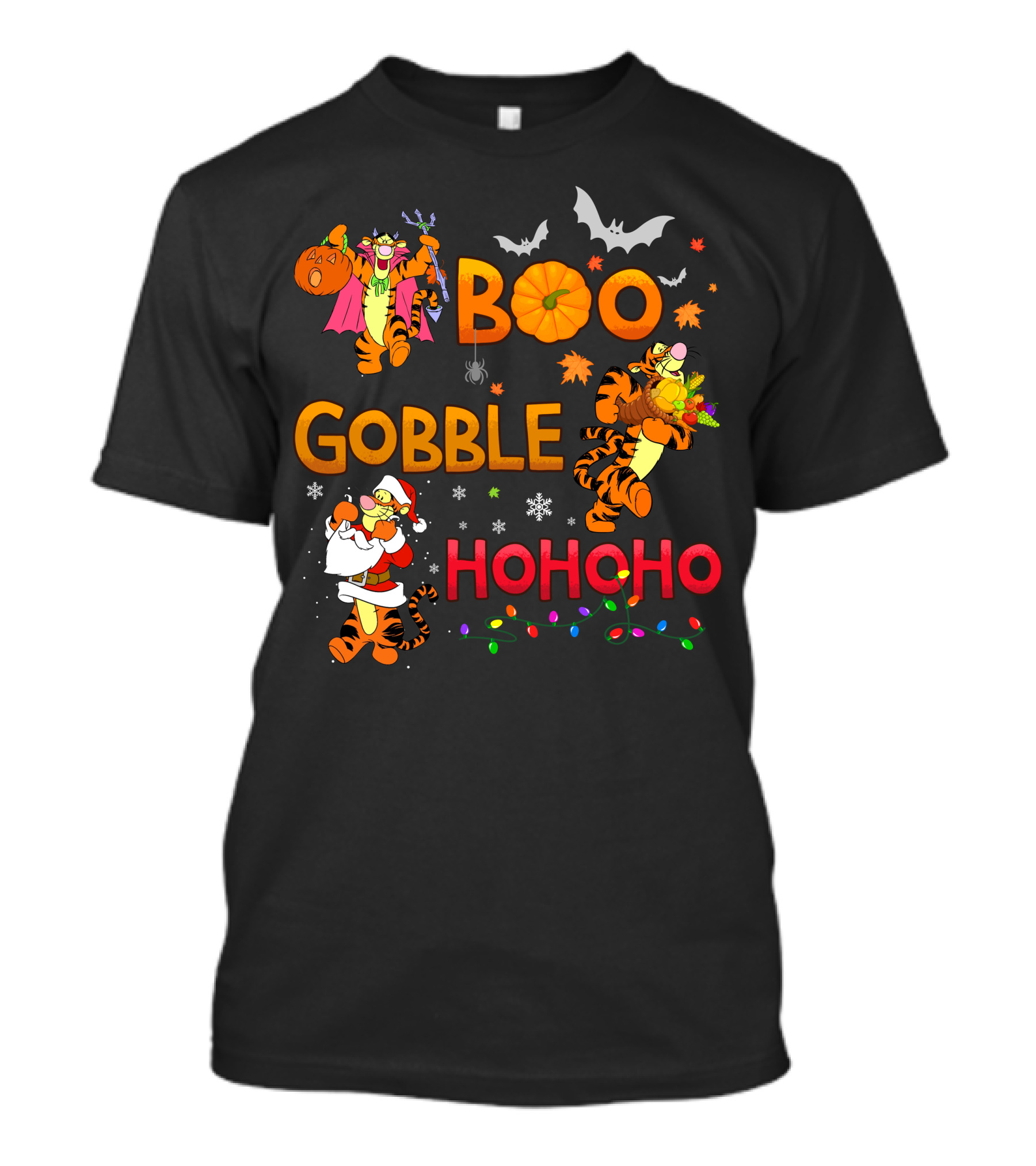 Tigger Boo Gobble Ho Ho Ho Halloween Thanksgiving Christmas Fun T-Shirt