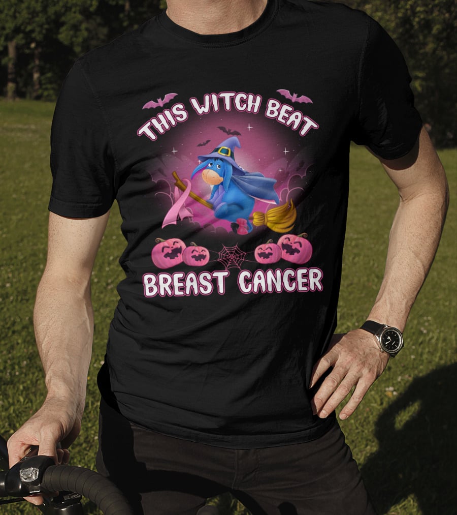 This Witch Beat Breast Cancer Eeyore Broomstick Pumpkins Bat T-Shirt