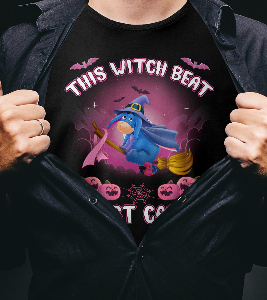 This Witch Beat Breast Cancer Eeyore Broomstick Pumpkins Bat T-Shirt