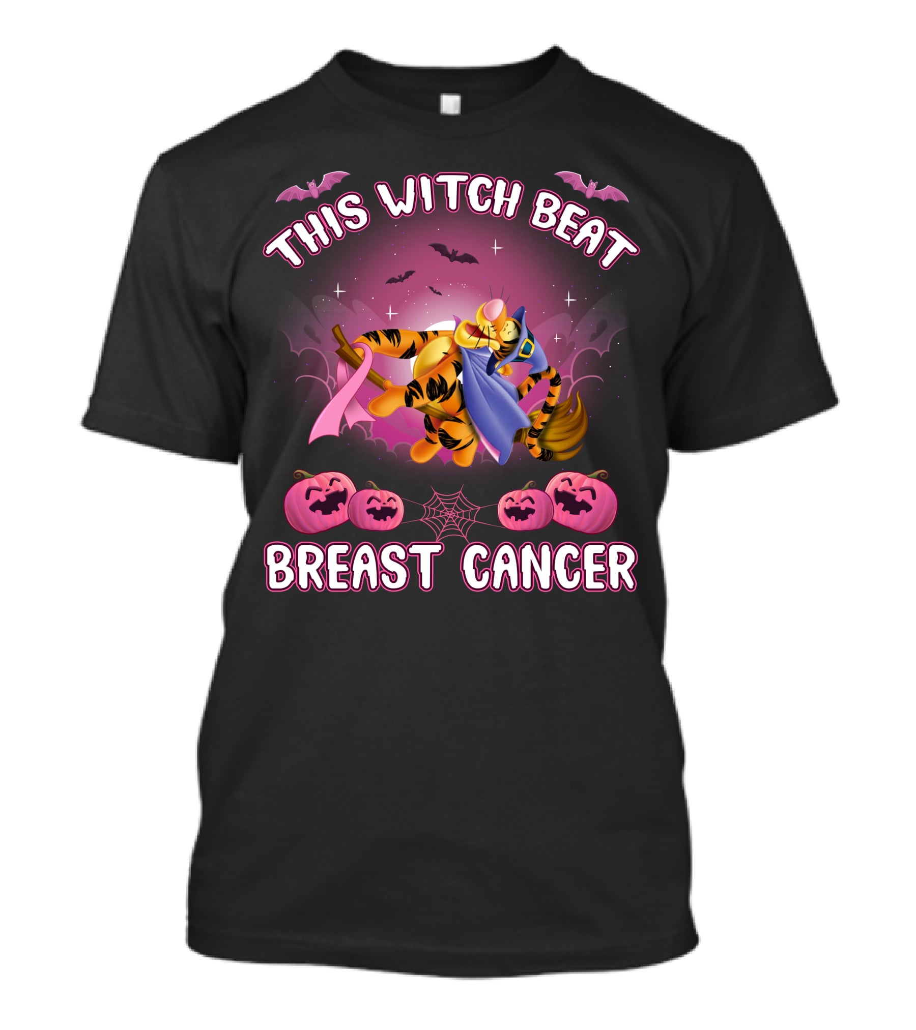 This Witch Beat Breast Cancer Tigger Pink Ribbon Halloween T-Shirt