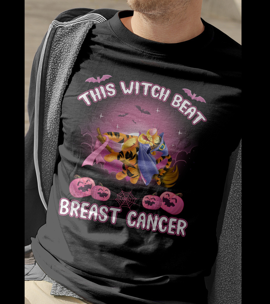 This Witch Beat Breast Cancer Tigger Pink Ribbon Halloween T-Shirt