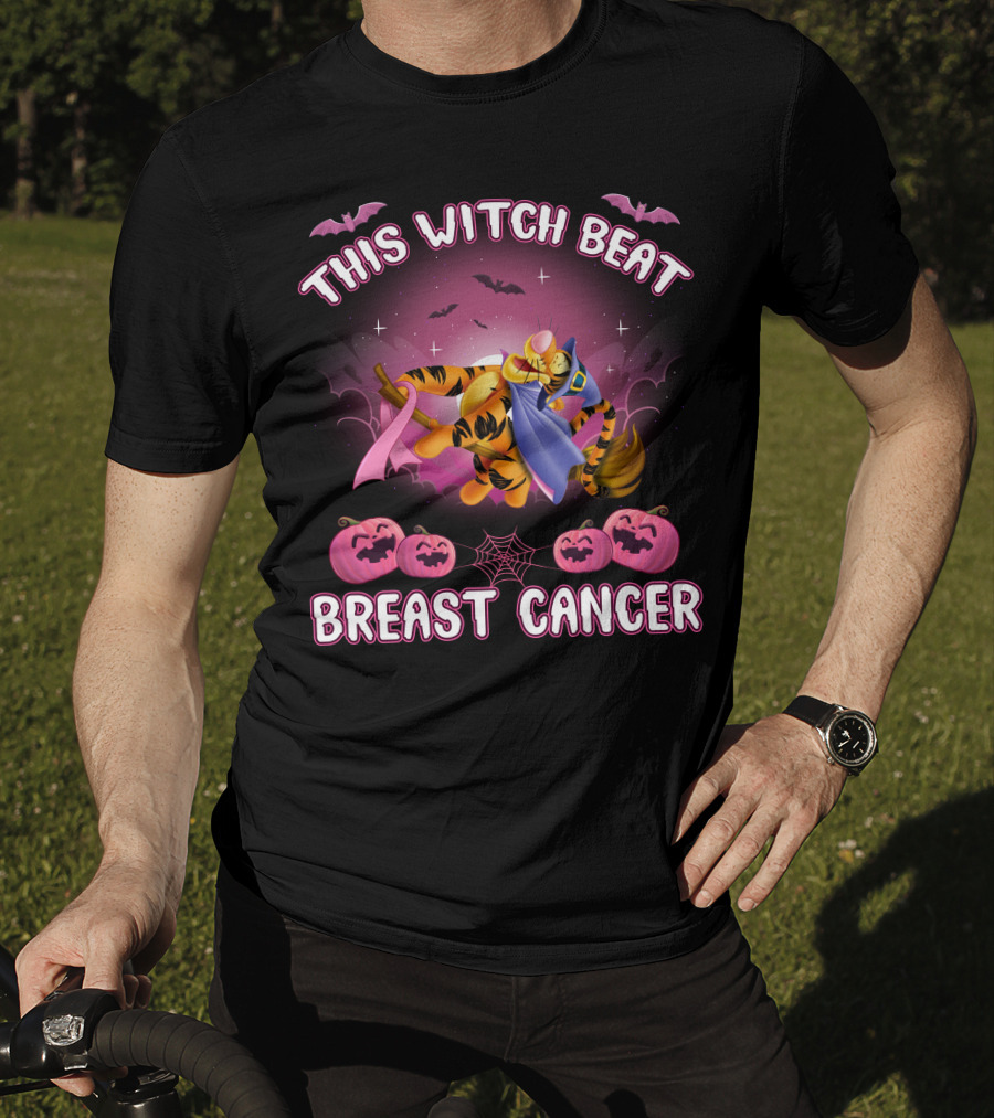 This Witch Beat Breast Cancer Tigger Pink Ribbon Halloween T-Shirt
