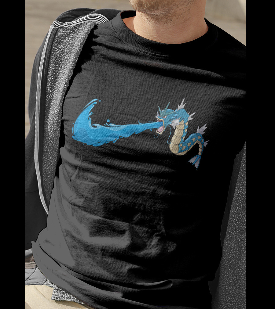 Gyarados Water Blast Attack Blue And Yellow T-Shirt