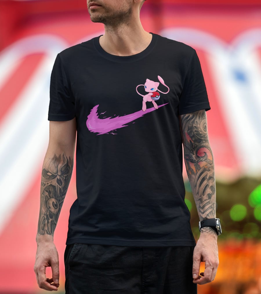 Mew Pokemon Nike Swoosh Pokeball Crossover T-Shirt