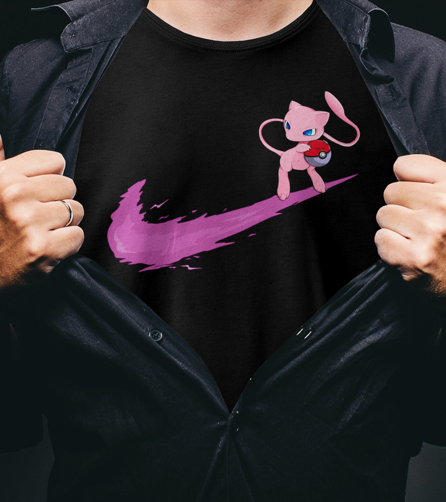 Mew Pokemon Nike Swoosh Pokeball Crossover T-Shirt